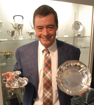 Spencer Gordon Spencer Marks Antiques East Walpole Mass offered a silver bowl by Arthur Stone and a chamberstick by Frans Gyllenberg