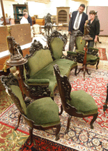 A fourpiece rosewood parlor suite attributed to New York City cabinetmaker Charles Boudoine sold for 29300