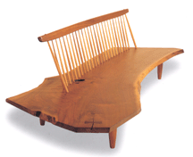 Walnut Conoid Bench with back 1974 An example of one of the longer benches made for Governor Rockefellers home in Pocantico Hills NY Collection of Ernie and Elaine Nagamatsu