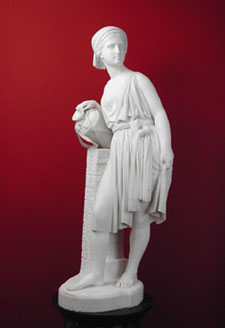 Chauncey Bradley Ives American 18101894 Rebecca at the Well modeled 1854 this example carved 1856 marble signed CM Ives Fecit Romae 1856 right side of self base 53 by 18 by 15 inches