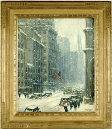 Guy C Wiggins 18831962 Blizzard on Fifth Avenue 30 by 25 inches oil on canvas signed lr