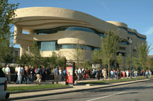 The largest and in many ways the most compelling artwork on view is the new museum building itself Created by a consortium of native designers and others the structure and grounds reflect Indian aesthetics and beliefs