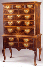 Circa 1775 tiger maple high chest 59800