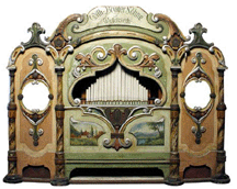 Retaining its ornate original facade this Wilhelm Bruder carousel organ was offered with two boxes of music books and sold for 18700 against a 1015000 estimate