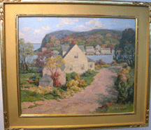 Fine art dealer Donna Kmetz anchored her selection of American paintings around an oil on board by Edmund Franklin Ward 18721991 titled Christmas Cove Maine