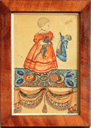 A watercolor pen and ink on paper portrait of Sarah Elizabeth Virgin with her gray cat and doll by Joseph H Davis sold for 30000 to antiques dealer David Wheatcroft who was also listed in the provenance
