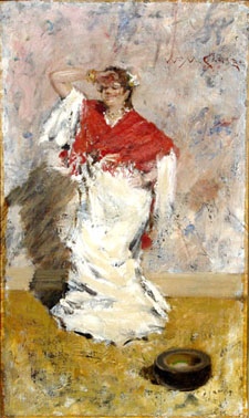 William Merritt Chase Dancing Girl circa 1881 oil on canvas 26 by 15 inches