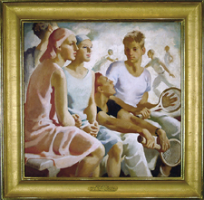 M Jean MacLane Tennis Days oil on canvas 35 by 35 inches
