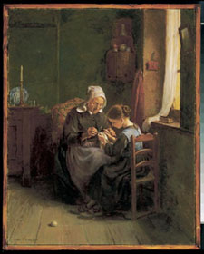 PierreEdouard Frere French 18191886 The Young Knitter 1883 oil on panel 17 by 13 inches