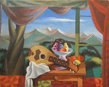 Edgar Yaeger Still Life with Fruit 1949 oil on canvas on board 32 by 40 inches