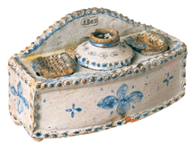 Valley potter John Bell made the stylish earthenware inkstand that is incised WinchesterMarch 12th 1825 and bears his stamp