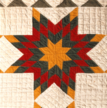 A quilt made in about 1880 is emblazoned with the Virginia star