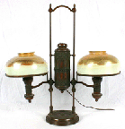 Tiffany Favrile glass and bronze double student lamp 13000