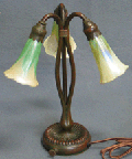 Threelight lily bronze table lamp consigned by a New Jersey collector 8050