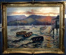 A Hayley Lever harbor scene sold in the room going to the trade for a record 159625 for the artist
