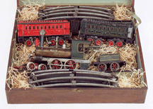 A rare Ernest Plank live steam passenger train came with its original wooden presentation box and circle track and sold for 46750