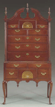 The Queen Anne walnut and parcel gilt high chest of drawers Boston 17401760 went to the US trade for 78000