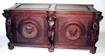 An Arts and Crafts period chest made of quartersawn oak inlaid and decorated with three columns 3335