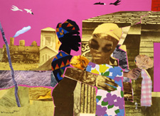 Romare Bearden The Visitor 1976 mixed media collage 18 by 24 inches