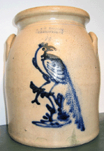 This extremely rare 1 gallon J amp E Norton Bennington Vt jar circa 185059 depicting a thintailed pheasant on a stump was displayed at Mad River Antiques North Granby Conn There are only between four to nine examples known to exist