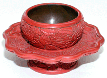 Cup stand carved red lacquer Ming dynasty Yongle mark and period 14031424 3 inches in diameter 634 inches high