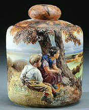 This 712inch Nippon molded humidor with children beneath a tree fetched 8812