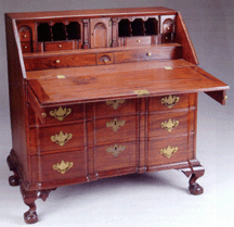 The Chippendale mahogany block front desk from Boston sold for 31050