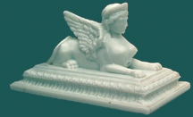 Extremely rare milk glass sphinx statue 8525