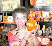 Halloween Queen Pamela ApkarianRussell was on hand to promote the recently opened Castle Halloween Museum in Benwood WVa and to display some of her trove of spooky artifacts such as this Schoenhut rolypoly a rare piece circa 1905