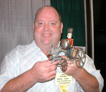 Atlantique City used to be known for toys and one of the shows longtime dealers Ray Haradin of Pittsburgh keeps the flame alive with Toys of Yesteryear Here he shows a rare Drummer boy bell pull toy by JampE Stevens circa 1880 which was priced at 18500