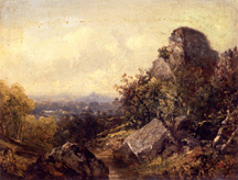John Frederick Kensett landscape a 9by12inch oil on canvas that was monogrammed and dated 53 The work soared past presale estimates to bring 77675