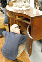 A Federal inlaid sideboard with the original brasses brought 13800