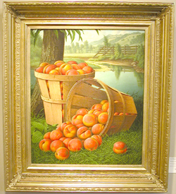 Known for having a great variety of fine still lifes Howard Godel had Levi Wells Prentices 18511935 Bushel of Peaches in a prominent spot He also brought a pair of ovalformat Severin Roesen still lifes Godel amp Co Fine Art New York City