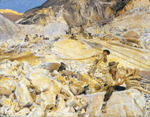 During a monthlong stay in the hillsides around Carrara Italy John Singer Sargent immortalized the workers who wrested white marble from its famous quarries in Bringing Down Marble from the Quarries in Carrara circa 1911 Courtesy of The Metropolitan Museum of Art