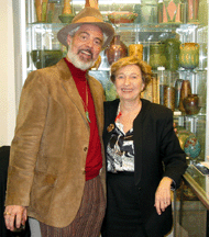 Kraig Block left of Throckmorton Fine Art and Leah Gordon of Leah Gordon Antiques chat during the party