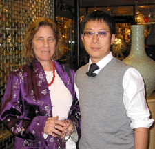Jade expert Dr Elizabeth Johnson and Alan Chen owner of Chinese Gallery pose for a photograph
