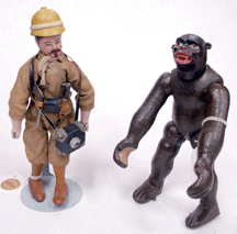The Theodore Roosevelt Schoenhut figure sold for 5500 while the rare gorilla brought 3850