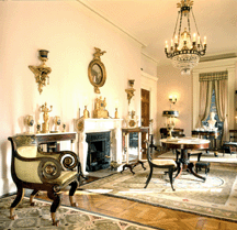 The Empire parlor is representative of the latest period of American decorative arts the du Ponts collected The room was never used by the family instead it was gathered as a future museum exhibit