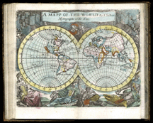 John Seller A Mapp of the World Color engraving from Atlas Maritimus Maritime atlas London printed by A Godbid and J Playford for John Seller 1682