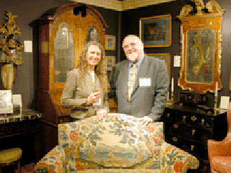 Cheryl and George Subkoff Westport Conn were exhibiting at Antiquarius for the first time displaying a fantastic Irish settee with original needlework upholstery from the midEighteenth Century