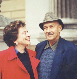 Bill and Penny outside the British Museum on the occasion of Bills 75th birthday trip to England