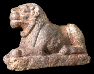 Figure of a lion from Meroe Meroitic period 275 BC350 AD sandstone 5 inches high by 2 34 inches wide base by 7 inches long base