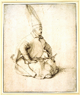 Bellinis Seated Janissary 147981 pen in brown ink The British Museum London