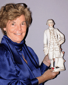George Washington figures and memorabilia abounded at the 2006 Americana Week shows and sales One of the first examples sold was this 1860 Staffordshire figure by Thomas Parr at Elinor Penna Old Westbury NY
