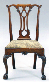 CL Prickett Antiques of Yardley Penn acquired these circa 176070 Philadelphia Chippendale mahogany side chairs with old finish and original slip seats for 464000 150250000 Following a popular Rococo design the chairs marked I and V are from a set represented in The Metropolitan Museum of Art Nusrala Collection