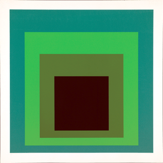 Bauhaustrained artist teacher and designer Josef Albers is represented by his 1968 screen print DRb from his Homage to the Green Square It was published by Galerie Denise Ren Paris and printed at Atelier Arcay Paris