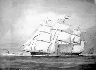 A nicely executed watercolor of the extreme clipper Golden West entering New York Harbor was signed J T Dodge and sold for 3540