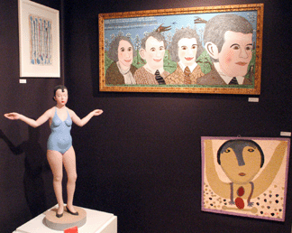 Bathing Beauty a plaster by Joe Fassanacht was featured amidst a stellar selection of paintings by Howard Finster including Four Presidents that was priced at 14500