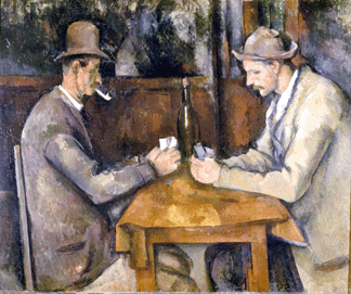 Painted in his studio at Jas de Bouffan Cezannes strikingly simplified Cardplayers 189099 shows two laborers engaged in a silent confrontation over a game of cards Musee dOrsay Paris Bequest of Comte Isaac de Camondo