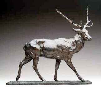 This bronze stag by Italian sculptor Rembrandt Bugatti realized 87400